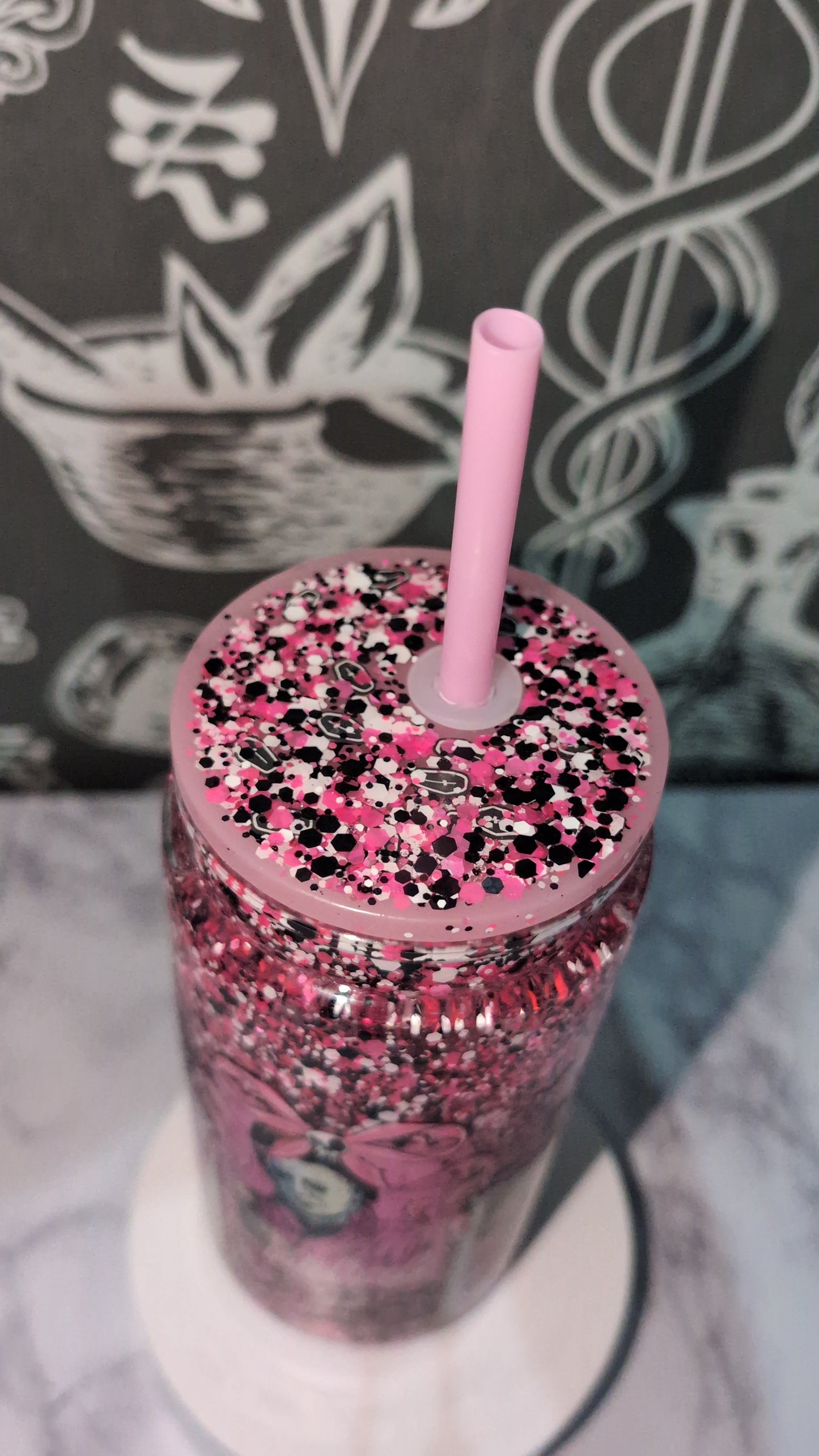 Pink horror snow globe