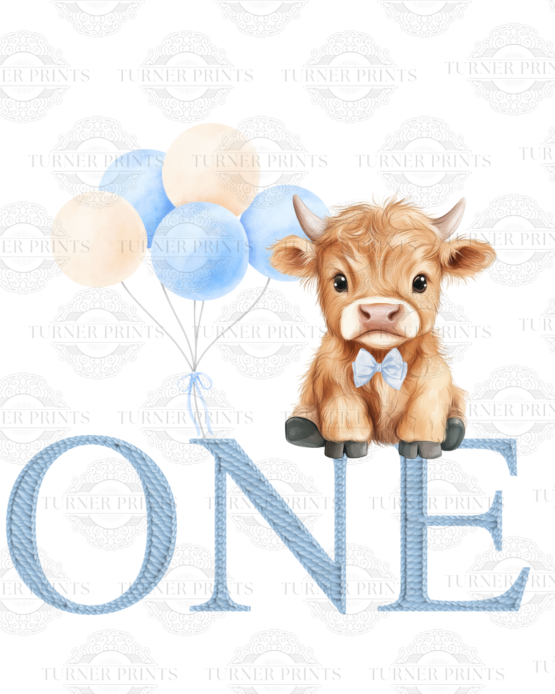 Light Blue Stripe Highland Cow Pjs