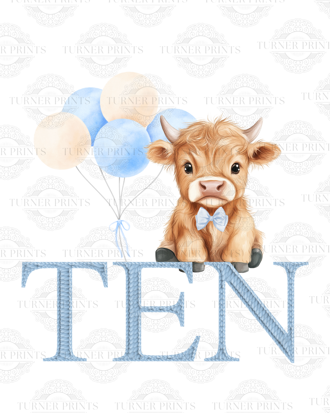 Light Blue Stripe Highland Cow Pjs