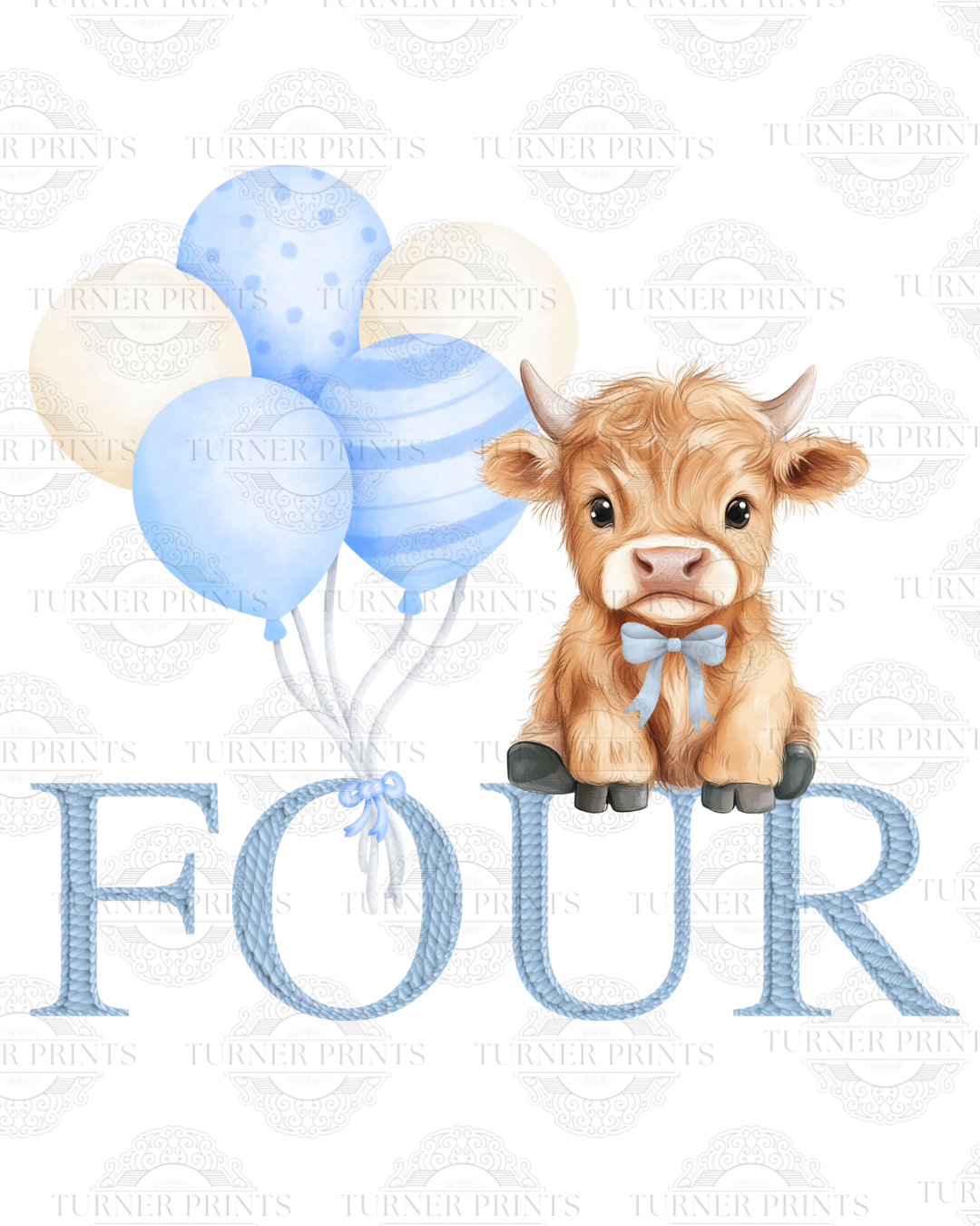 Light Blue Stripe Highland Cow Pjs