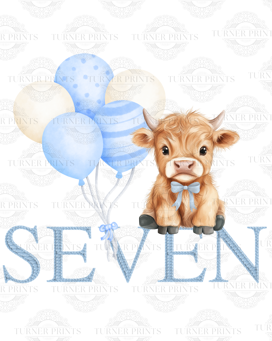 Light Blue Stripe Highland Cow Pjs