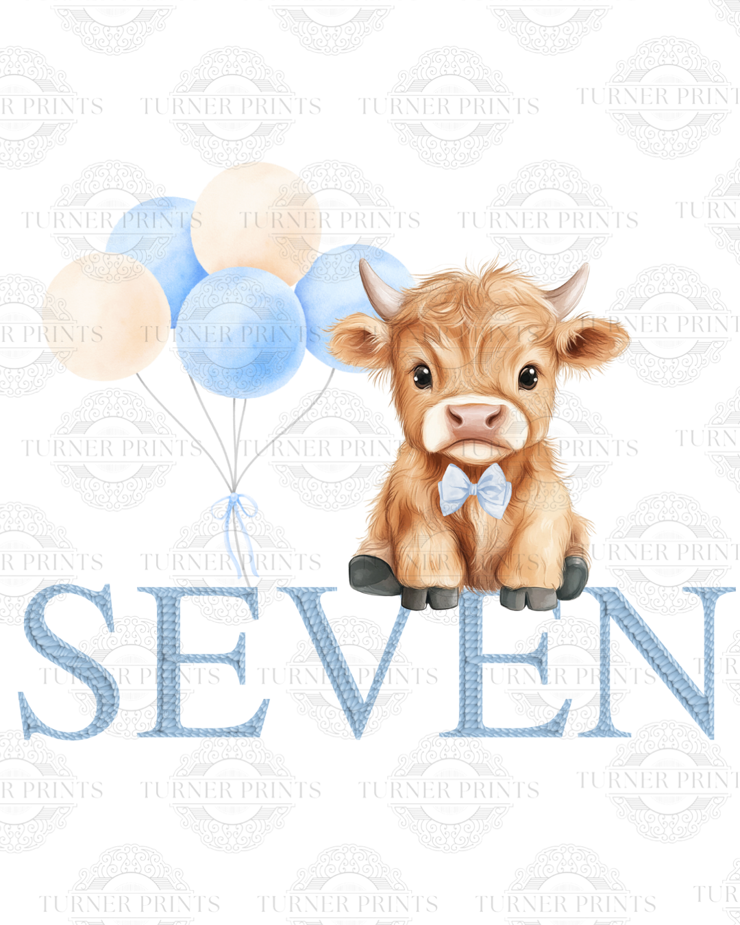 Light Blue Stripe Highland Cow Pjs