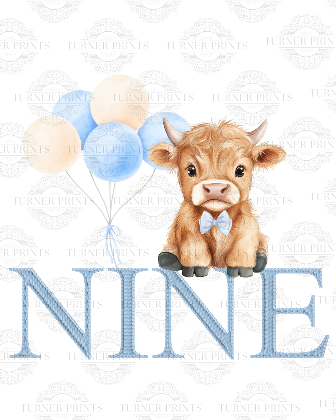 Light Blue Stripe Highland Cow Pjs