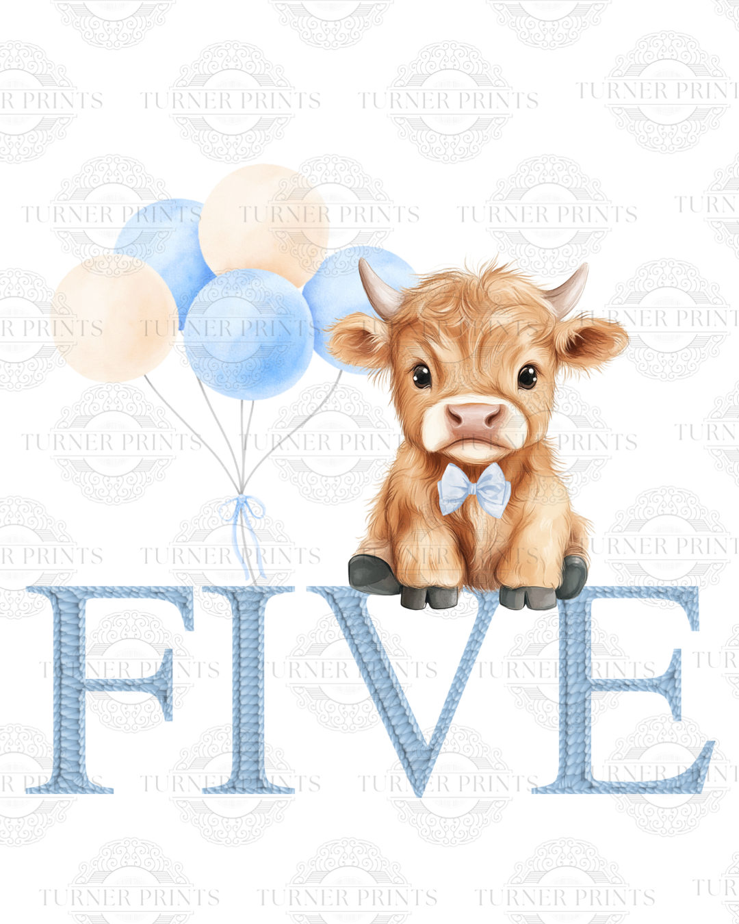 Light Blue Stripe Highland Cow Pjs