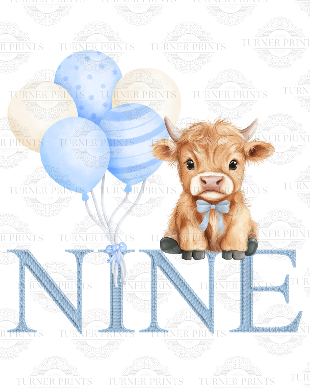 Light Blue Stripe Highland Cow Pjs