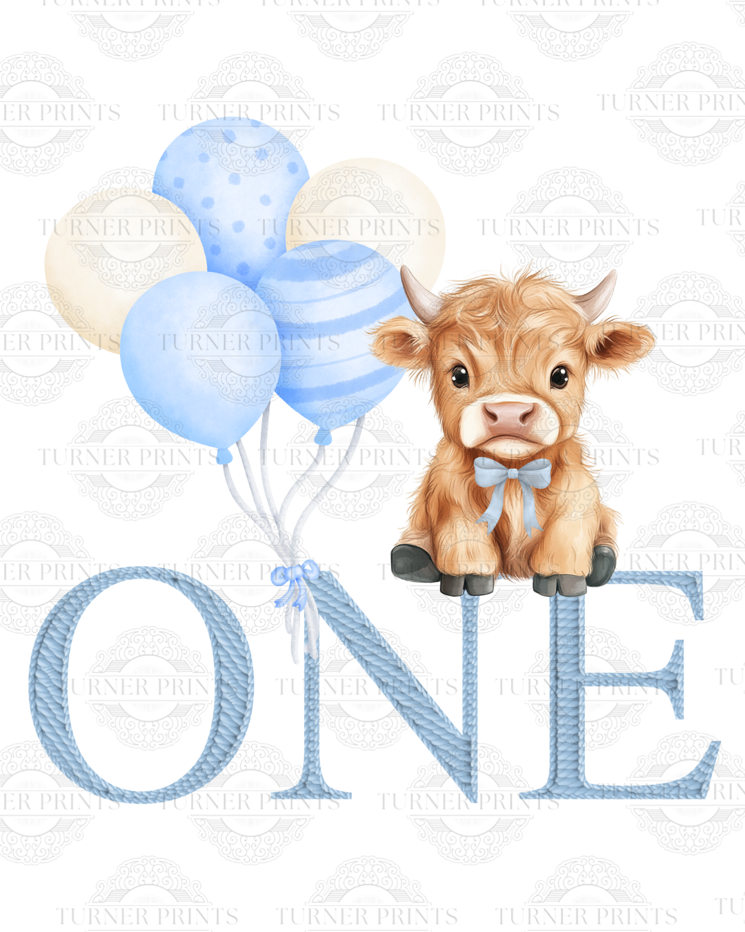 Light Blue Stripe Highland Cow Pjs