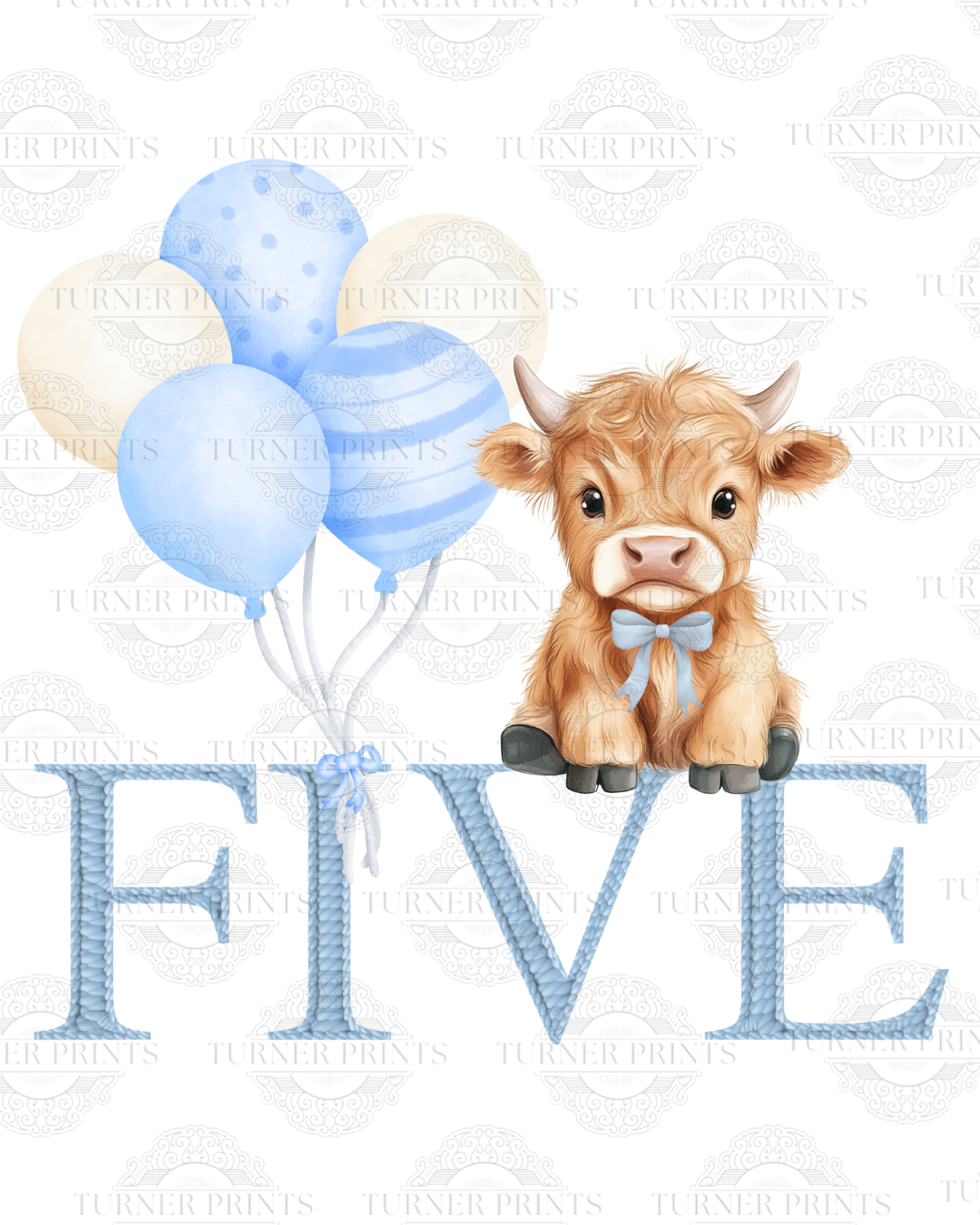 Light Blue Stripe Highland Cow Pjs