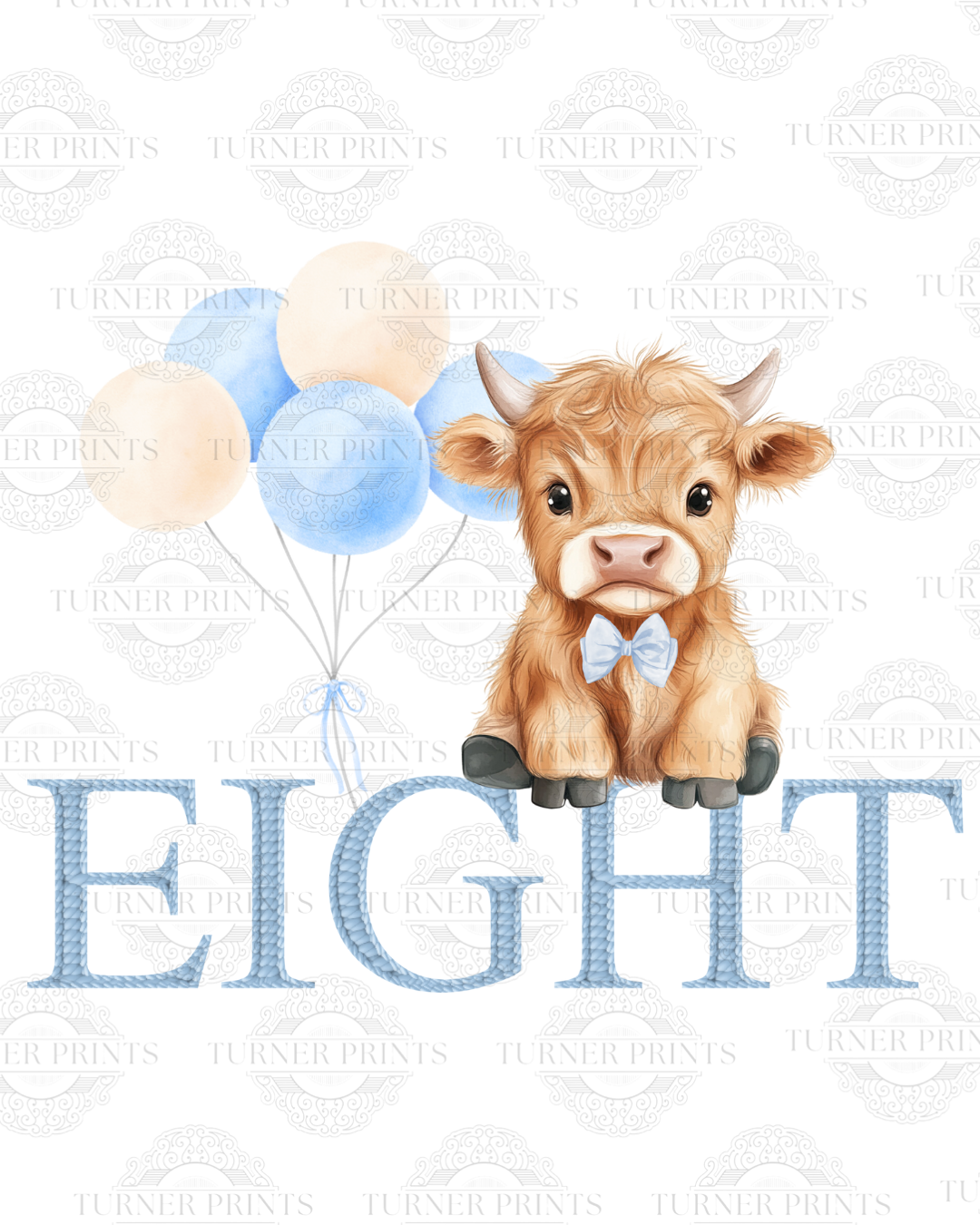 Light Blue Stripe Highland Cow Pjs