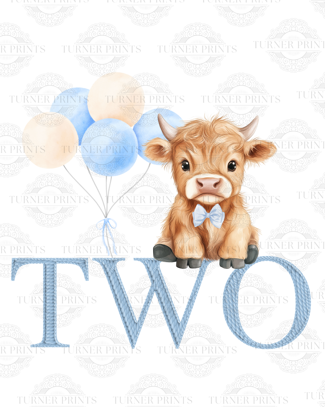 Light Blue Stripe Highland Cow Pjs