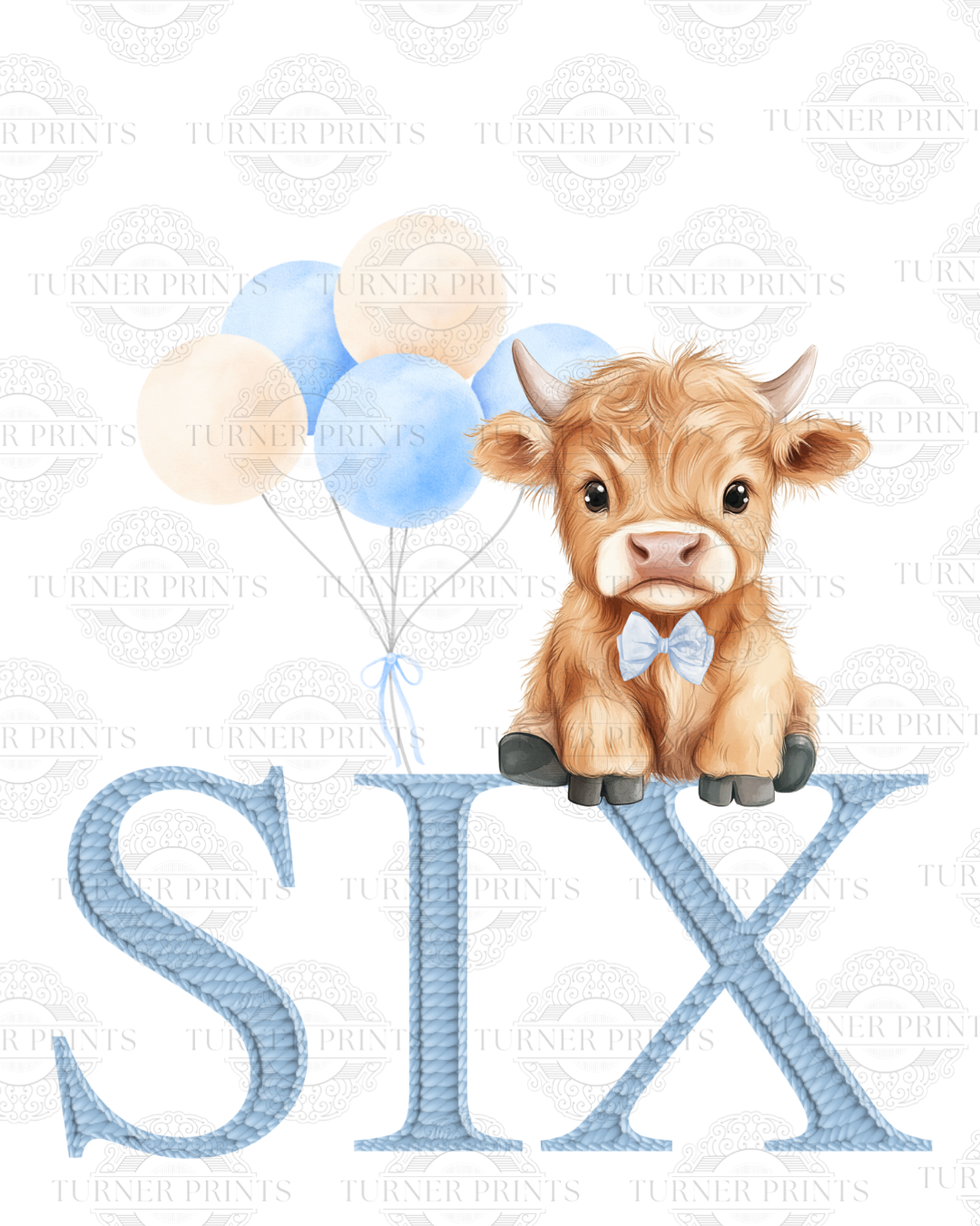 Light Blue Stripe Highland Cow Pjs