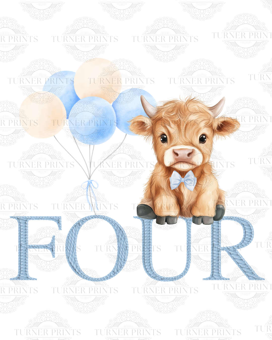 Light Blue Stripe Highland Cow Pjs