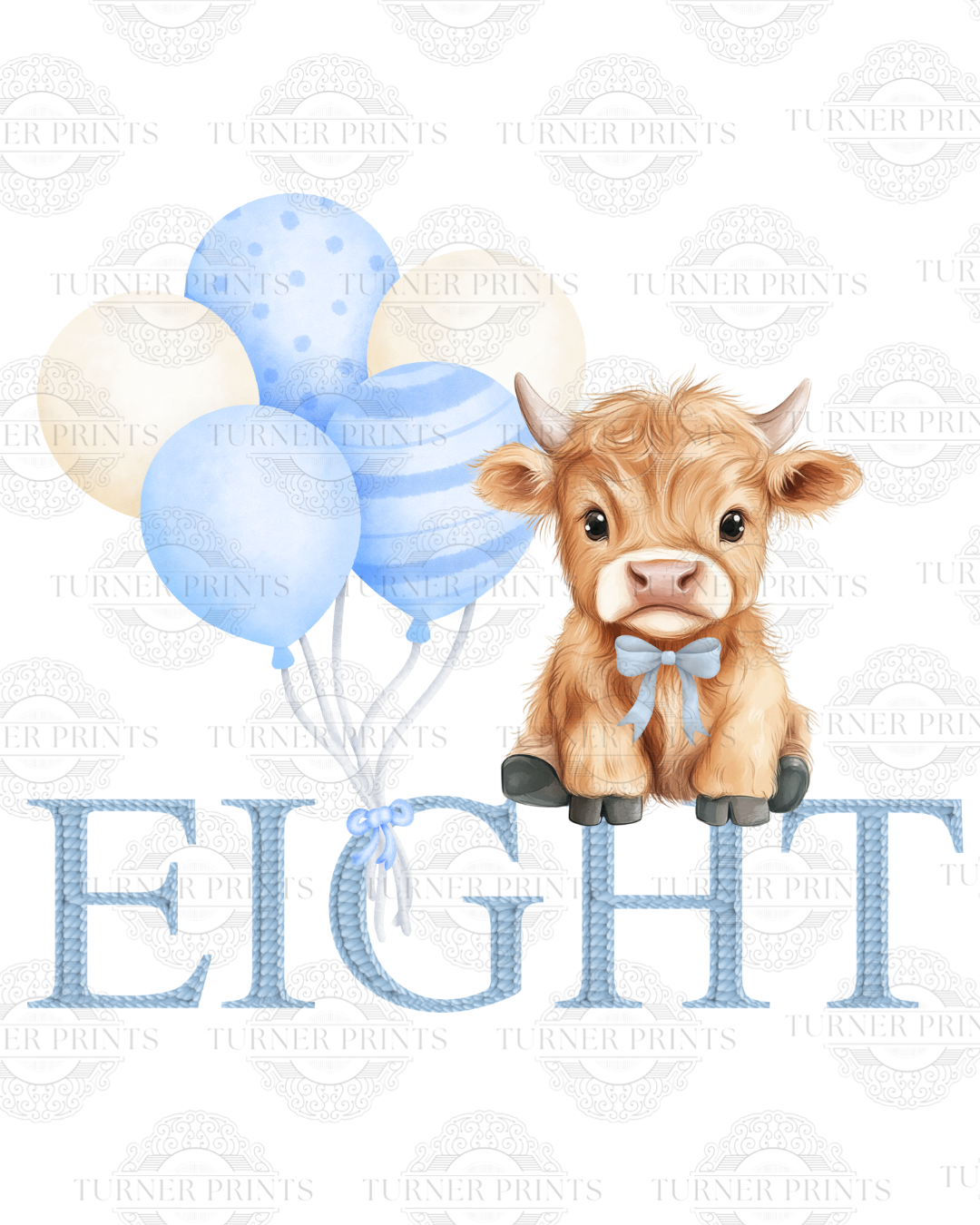 Light Blue Stripe Highland Cow Pjs