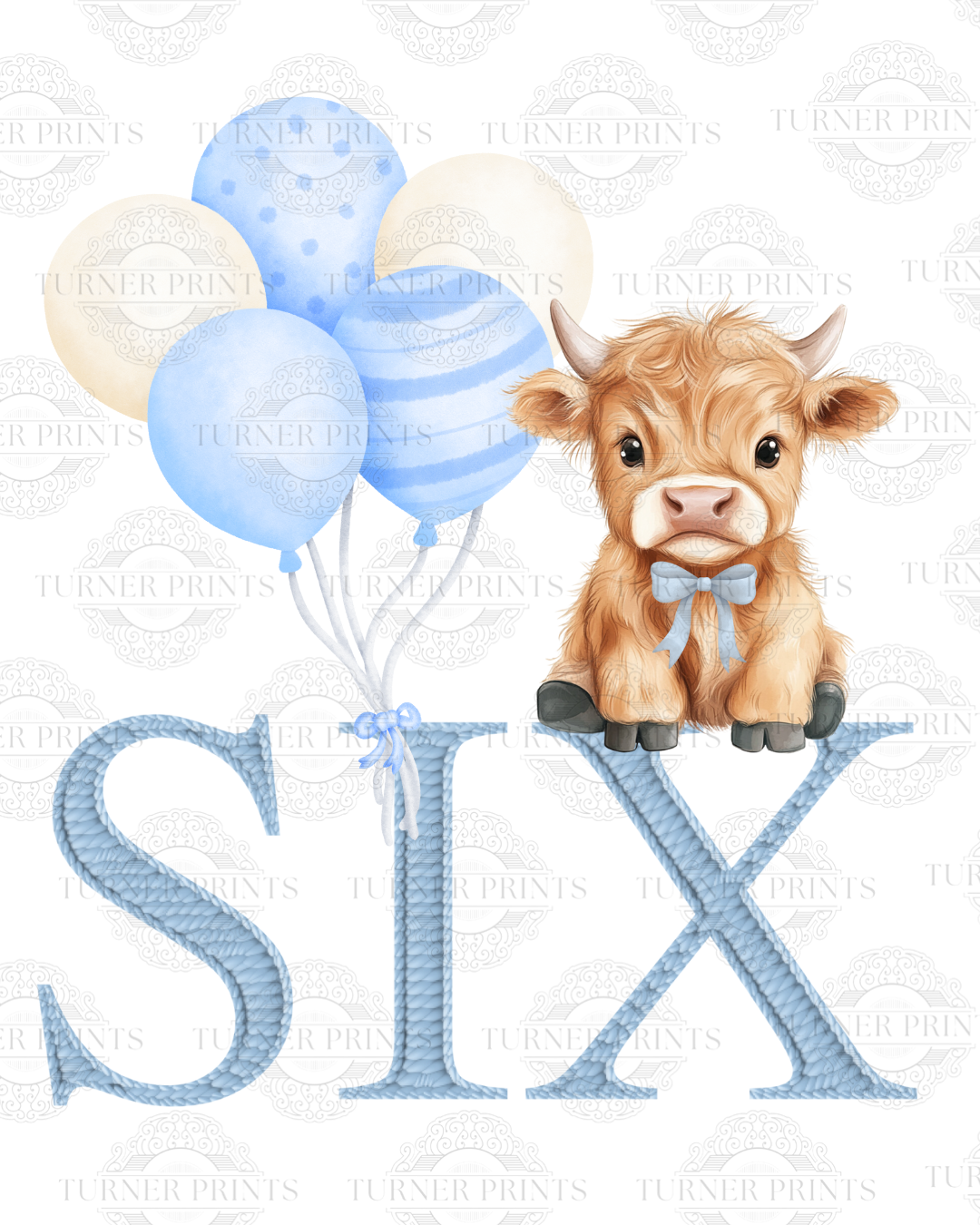 Light Blue Stripe Highland Cow Pjs