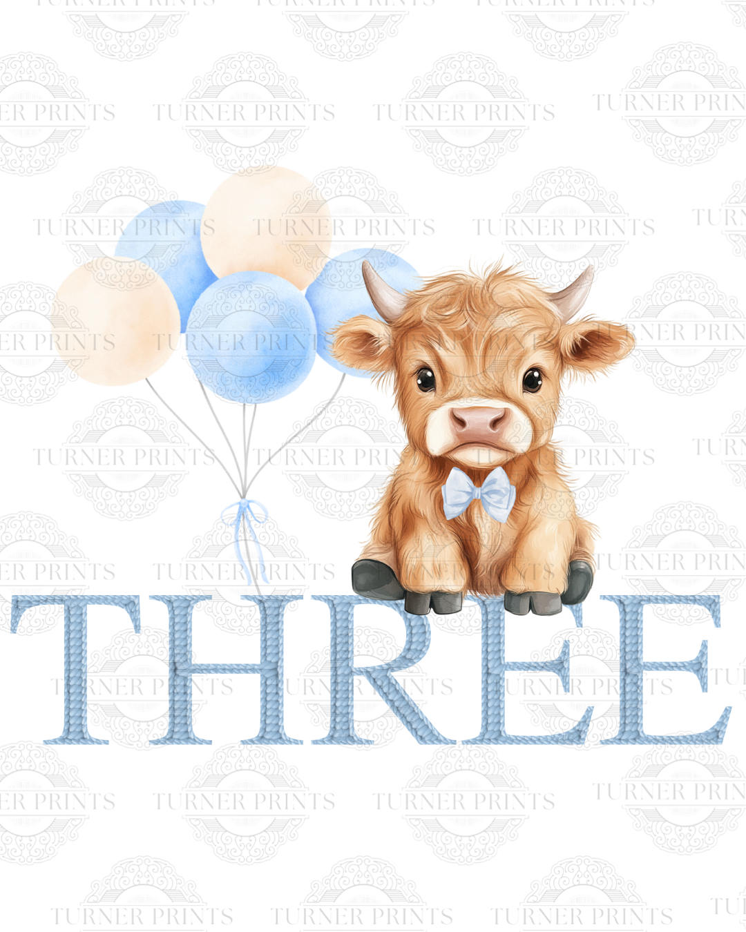 Light Blue Stripe Highland Cow Pjs