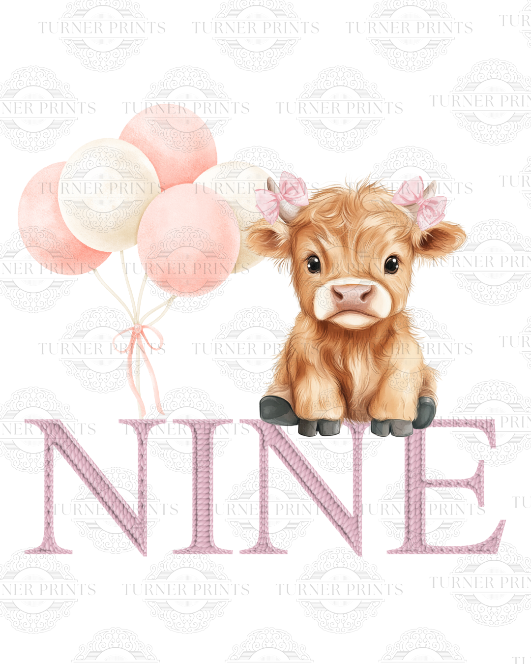Pink Stripe Highland Cow Pjs