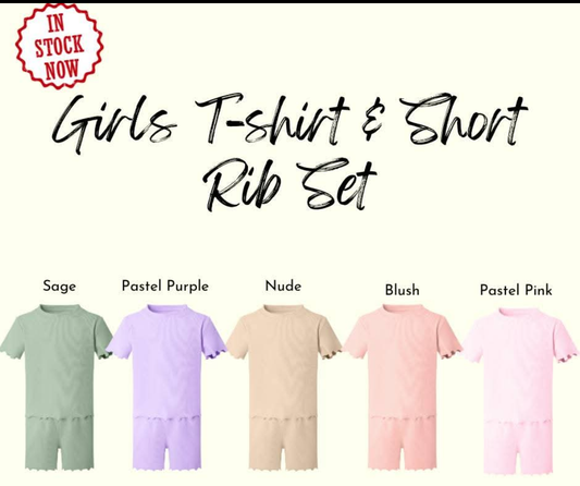 Girls ribbed short set