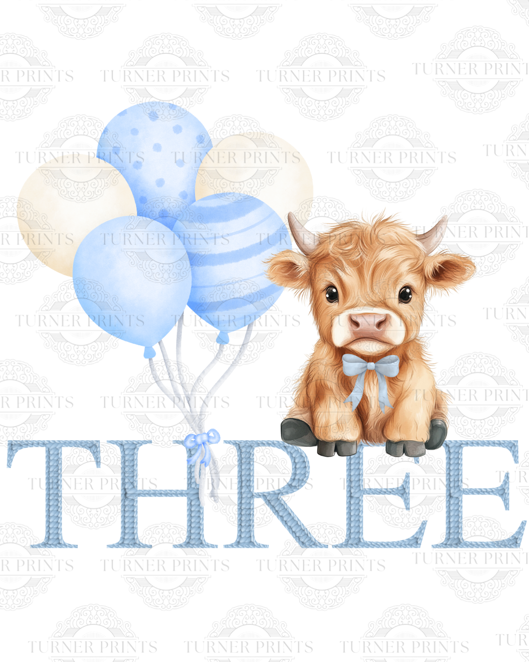 Light Blue Stripe Highland Cow Pjs